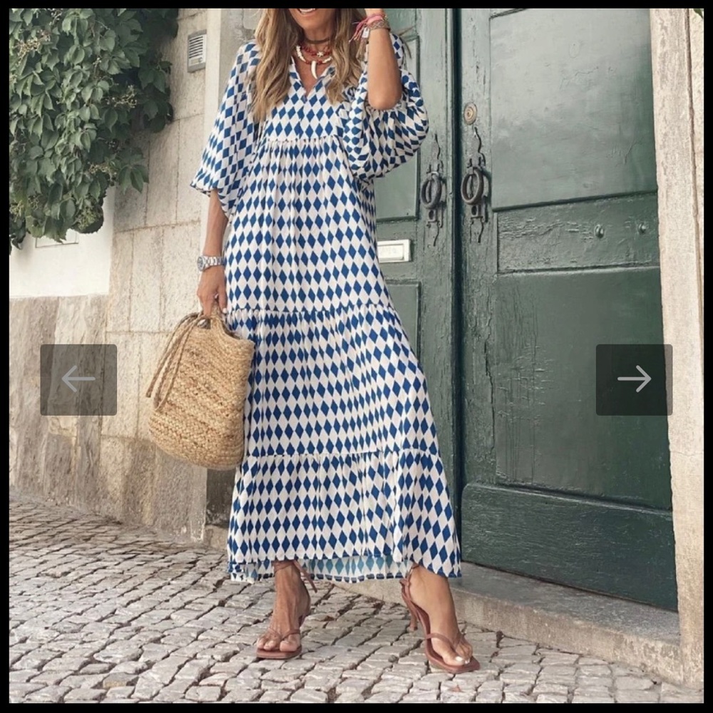 Blue diamond maxi dress